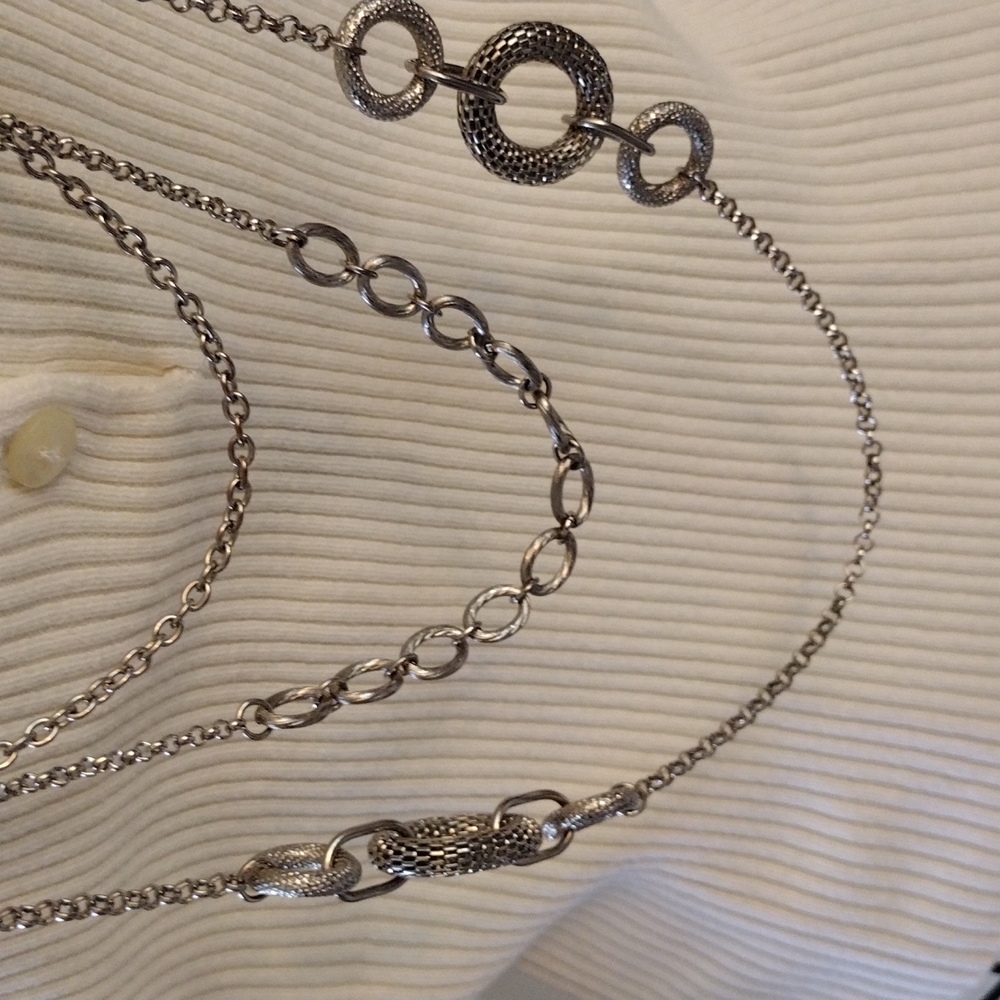 Multiple Chains With Snake Hoop Linked Pendants N… - image 2